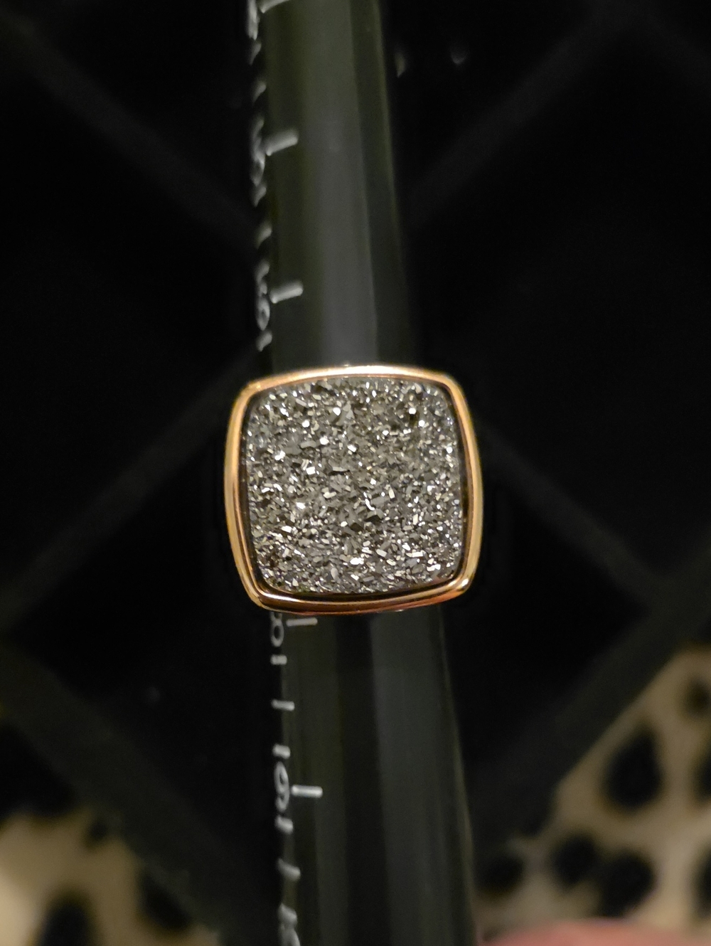 Milor Rose Gold Square Druzy Ring